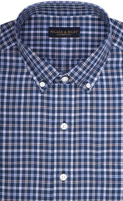 Classic Fit Blue Multi Plaid Twill Button - Down Collar Supima® Cotton Non - Iron Sport Shirt - Wilkes & Riley, LLC