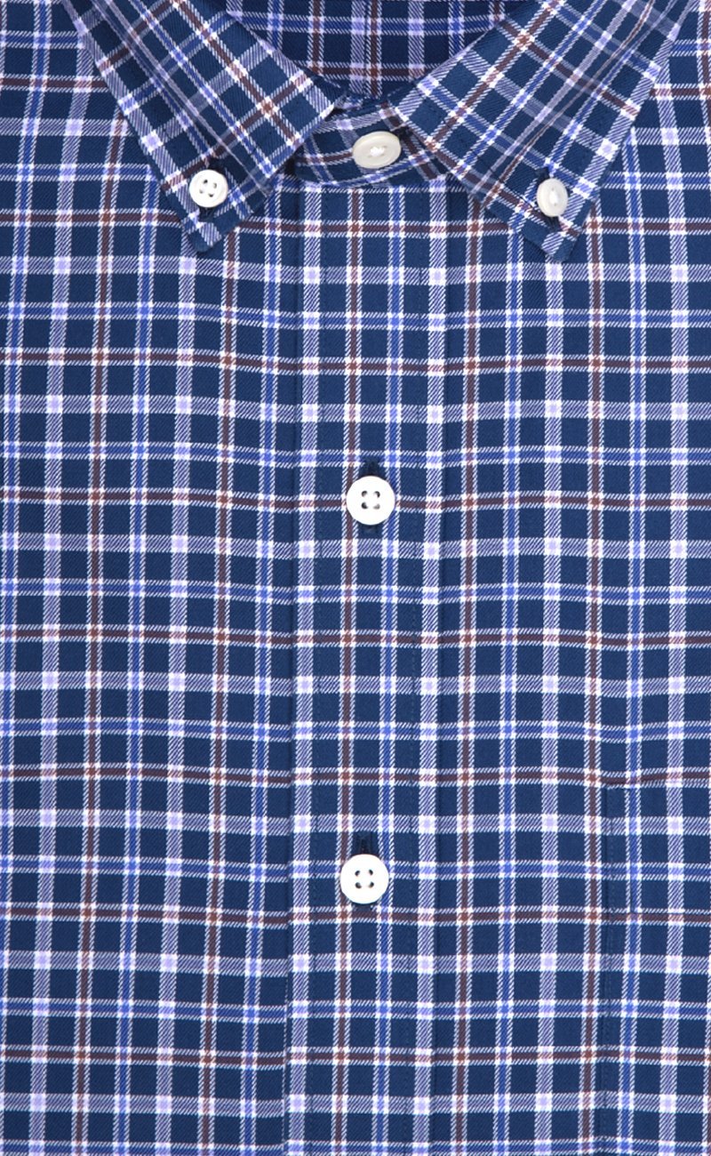 Classic Fit Blue Multi Plaid Twill Button - Down Collar Supima® Cotton Non - Iron Sport Shirt (B/T) - Wilkes & Riley, LLC