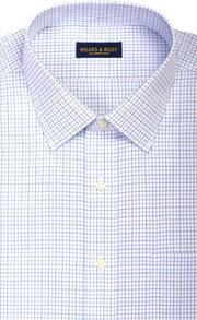 Classic Fit Blue / Navy Check Spread Collar Supima® Cotton Non - Iron Broadcloth Dress Shirt (B/T) - Wilkes & Riley, LLC