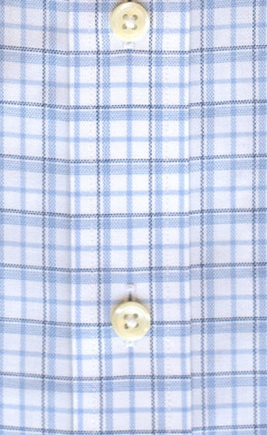 Classic Fit Blue / Navy Twill Check Button - Down Collar Supima® Cotton Non - Iron Sport Shirt - Wilkes & Riley, LLC