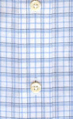Classic Fit Blue / Navy Twill Check Button - Down Collar Supima® Cotton Non - Iron Sport Shirt - Wilkes & Riley, LLC