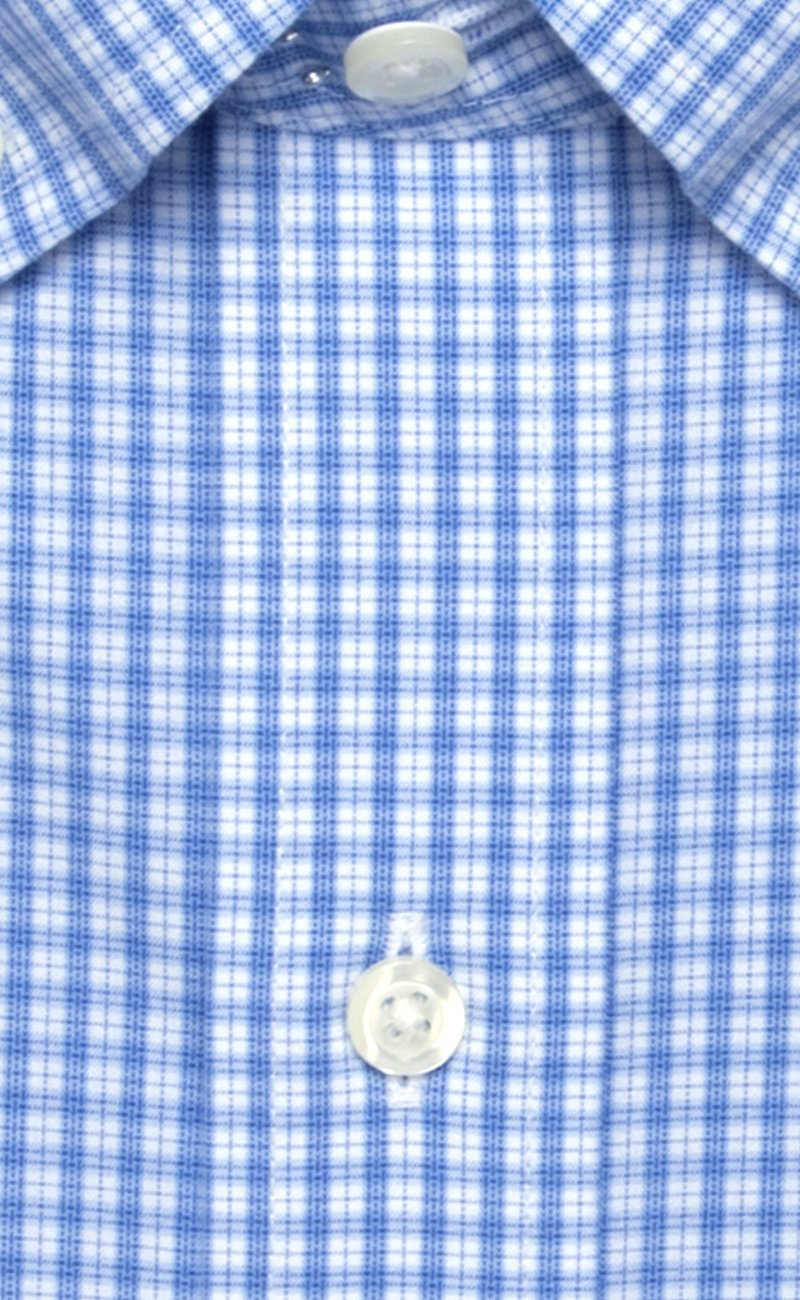 Classic Fit Blue Plaid Button - Down Collar Supima® Cotton Non - Iron Broadcloth Dress Shirt (B/T) - Wilkes & Riley, LLC