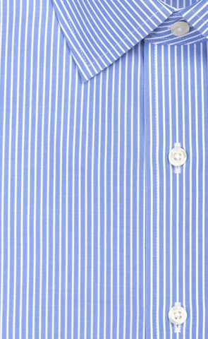 Classic Fit Blue Reverse Stripe Spread Collar Supima® Cotton Non - Iron broadcloth Dress Shirt (B/T) - Wilkes & Riley, LLC