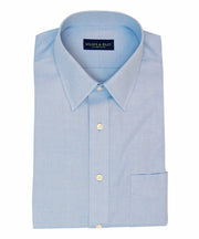 Classic Fit Blue Solid Point Collar Supima® Cotton Non - Iron Pinpoint Oxford Dress Shirt - Wilkes & Riley, LLC