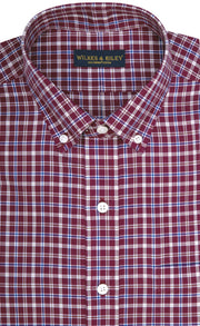 Classic Fit Burgundy Multi Plaid Twill Button - Down Collar Supima® Cotton Non - Iron Sport Shirt - Wilkes & Riley, LLC