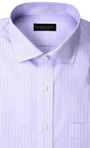 Classic Fit Lavender Bengal Stripe English Spread Collar Supima® Cotton Non - Iron broadcloth Dress Shirt - Wilkes & Riley, LLC