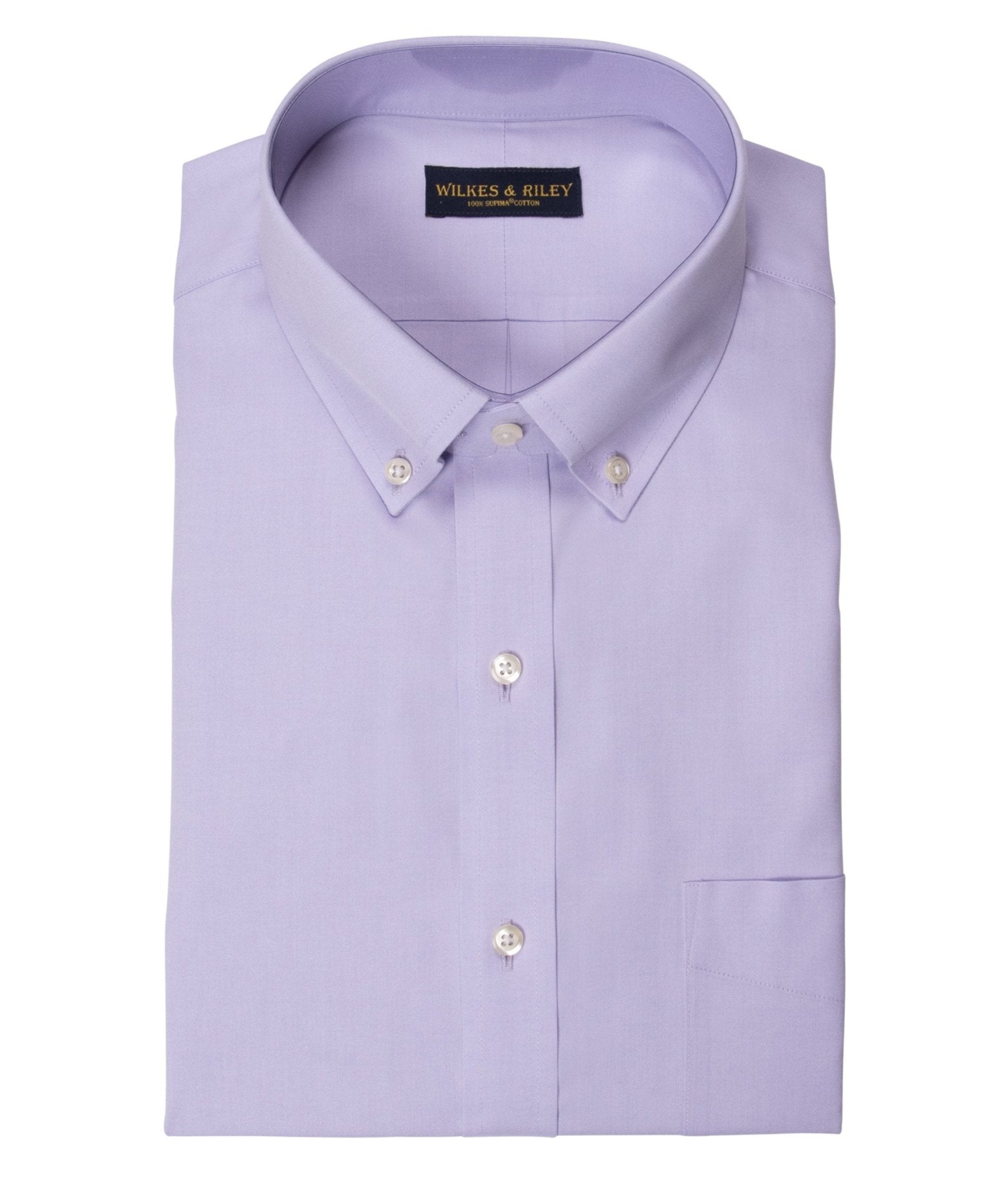 Classic Fit Lavender Solid Button - Down Collar Supima® Cotton Non - Iron Pinpoint Oxford Dress Shirt (B/T) - Wilkes & Riley, LLC