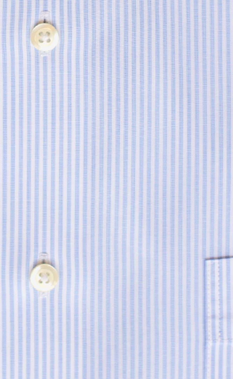 Classic Fit Light Blue End On End Stripe Spread Collar Supima® Cotton Non - Iron broadcloth Dress Shirt - Wilkes & Riley, LLC