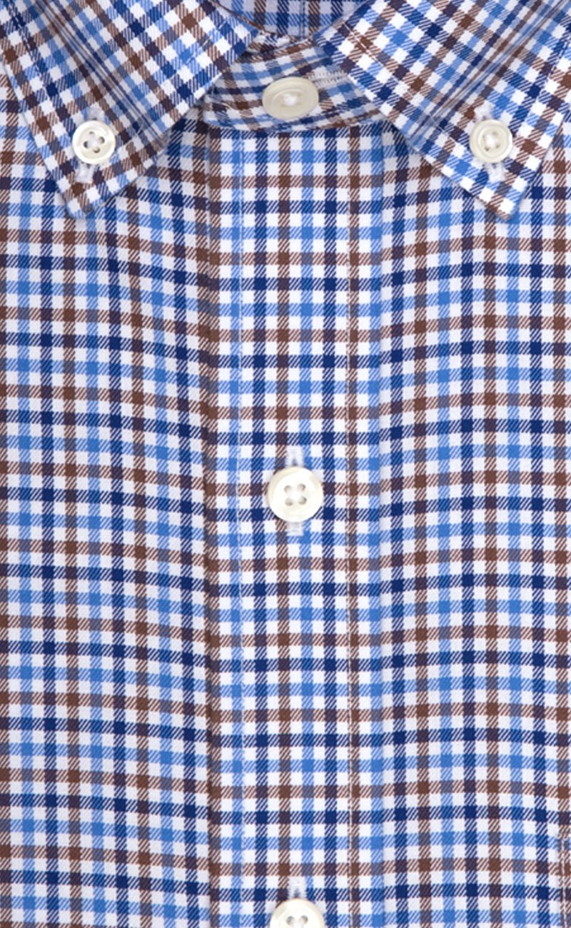 Classic Fit Multi Color Check Button - Down Collar Supima® Cotton Twill Non - Iron Sport Shirt - Wilkes & Riley, LLC
