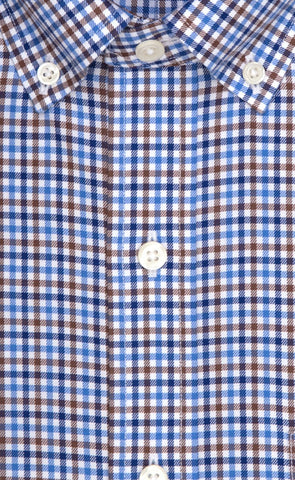Classic Fit Multi Color Check Button - Down Collar Supima® Cotton Twill Non - Iron Sport Shirt - Wilkes & Riley, LLC