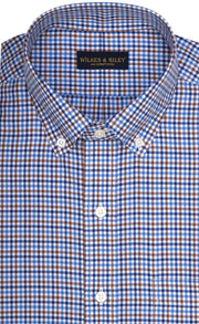Classic Fit Multi Color Check Button - Down Collar Supima® Cotton Twill Non - Iron Sport Shirt - Wilkes & Riley, LLC
