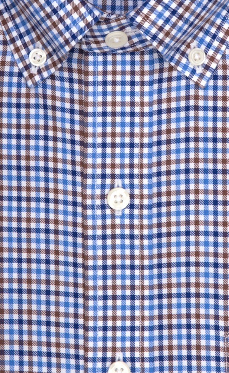 Classic Fit Multi Color Check Button - Down Collar Supima® Cotton Twill Non - Iron Sport Shirt (B/T) - Wilkes & Riley, LLC