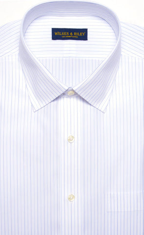 Classic Fit Narrow Alternating Stripe Spread Collar Supima® Cotton Non-Iron Broadcloth Dress Shirt