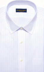 Classic Fit Narrow Alternating Stripe Spread Collar Supima® Cotton Non - Iron Broadcloth Dress Shirt - Wilkes & Riley, LLC