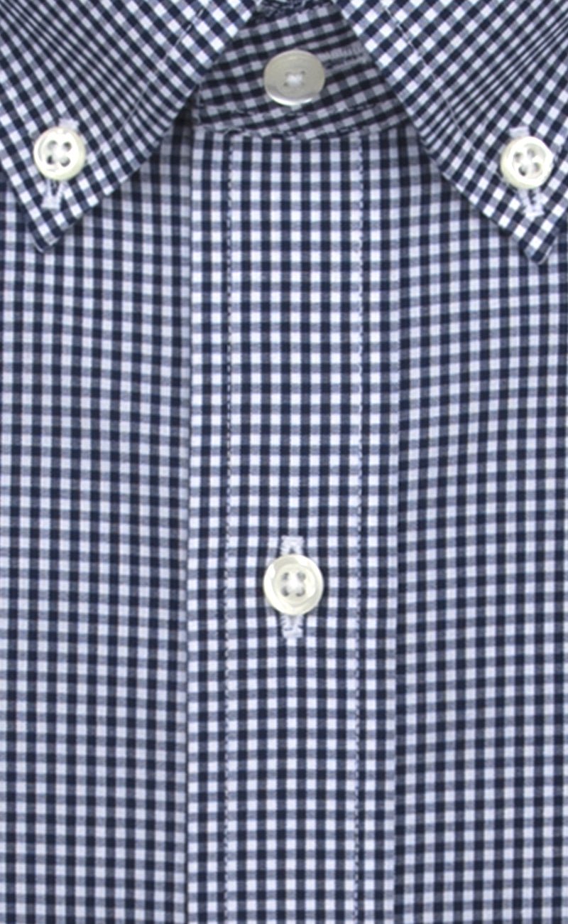 Classic Fit Navy Gingham Button - Down Collar Supima® Cotton Non - Iron Broadcloth Sport Shirt - Wilkes & Riley, LLC