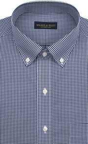 Classic Fit Navy Gingham Button - Down Collar Supima® Cotton Non - Iron Broadcloth Sport Shirt (B/T) - Wilkes & Riley, LLC