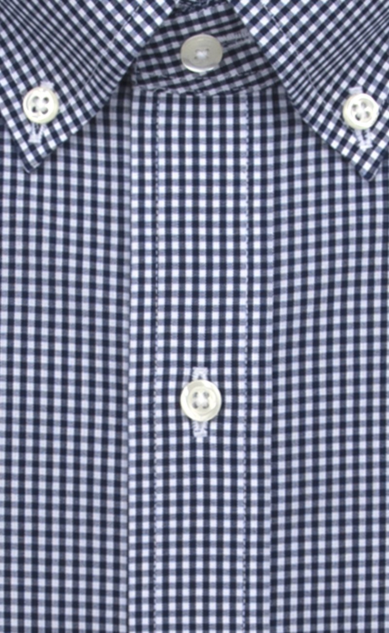 Classic Fit Navy Gingham Button - Down Collar Supima® Cotton Non - Iron Broadcloth Sport Shirt (B/T) - Wilkes & Riley, LLC