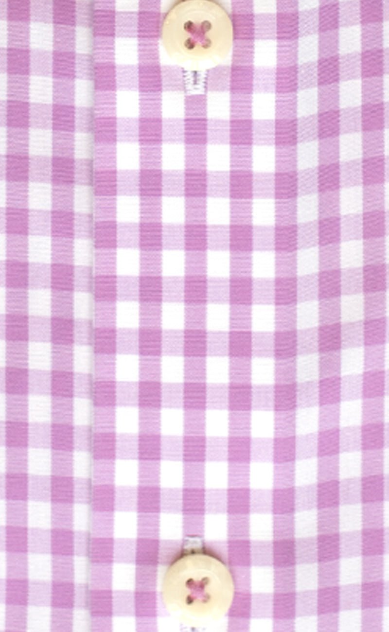 Classic Fit Pink Gingham Button - Down Collar Supima® Non - Iron Cotton Broadcloth Sport Shirt - Wilkes & Riley, LLC