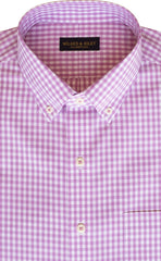 Classic Fit Pink Gingham Button - Down Collar Supima® Non - Iron Cotton Broadcloth Sport Shirt (B/T) - Wilkes & Riley, LLC