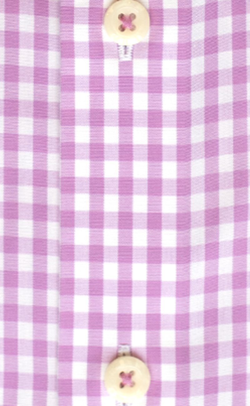 Classic Fit Pink Gingham Button - Down Collar Supima® Non - Iron Cotton Broadcloth Sport Shirt (B/T) - Wilkes & Riley, LLC
