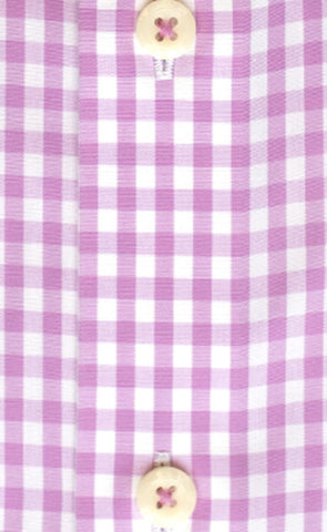 Classic Fit Pink Gingham Button - Down Collar Supima® Non - Iron Cotton Broadcloth Sport Shirt (B/T) - Wilkes & Riley, LLC