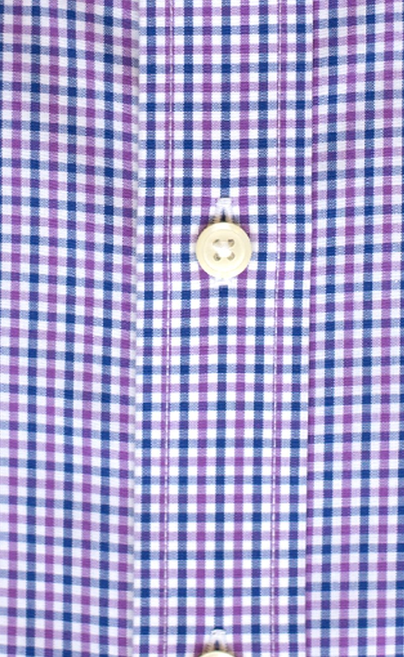 Classic Fit Purple / Blue Tattersall check Button - Down Collar Supima® Non - Iron Cotton Broadcloth Sport Shirt - Wilkes & Riley, LLC