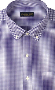 Classic Fit Purple Gingham Button - Down Collar Supima® Cotton Non - Iron Broadcloth Sport Shirt (B/T) - Wilkes & Riley, LLC