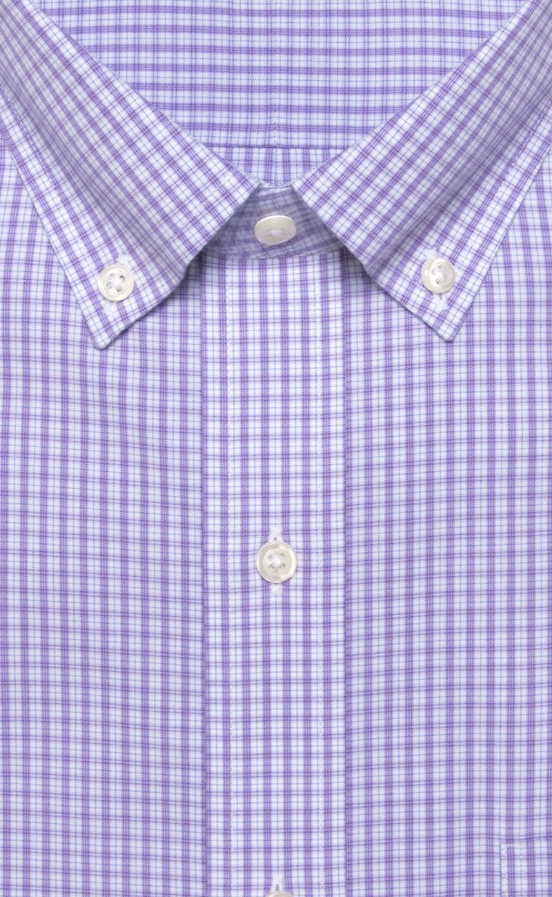 Classic Fit Purple Mini Plaid Button - Down Collar Supima® Cotton Non - Iron Broadcloth Dress Shirt (B/T) - Wilkes & Riley, LLC