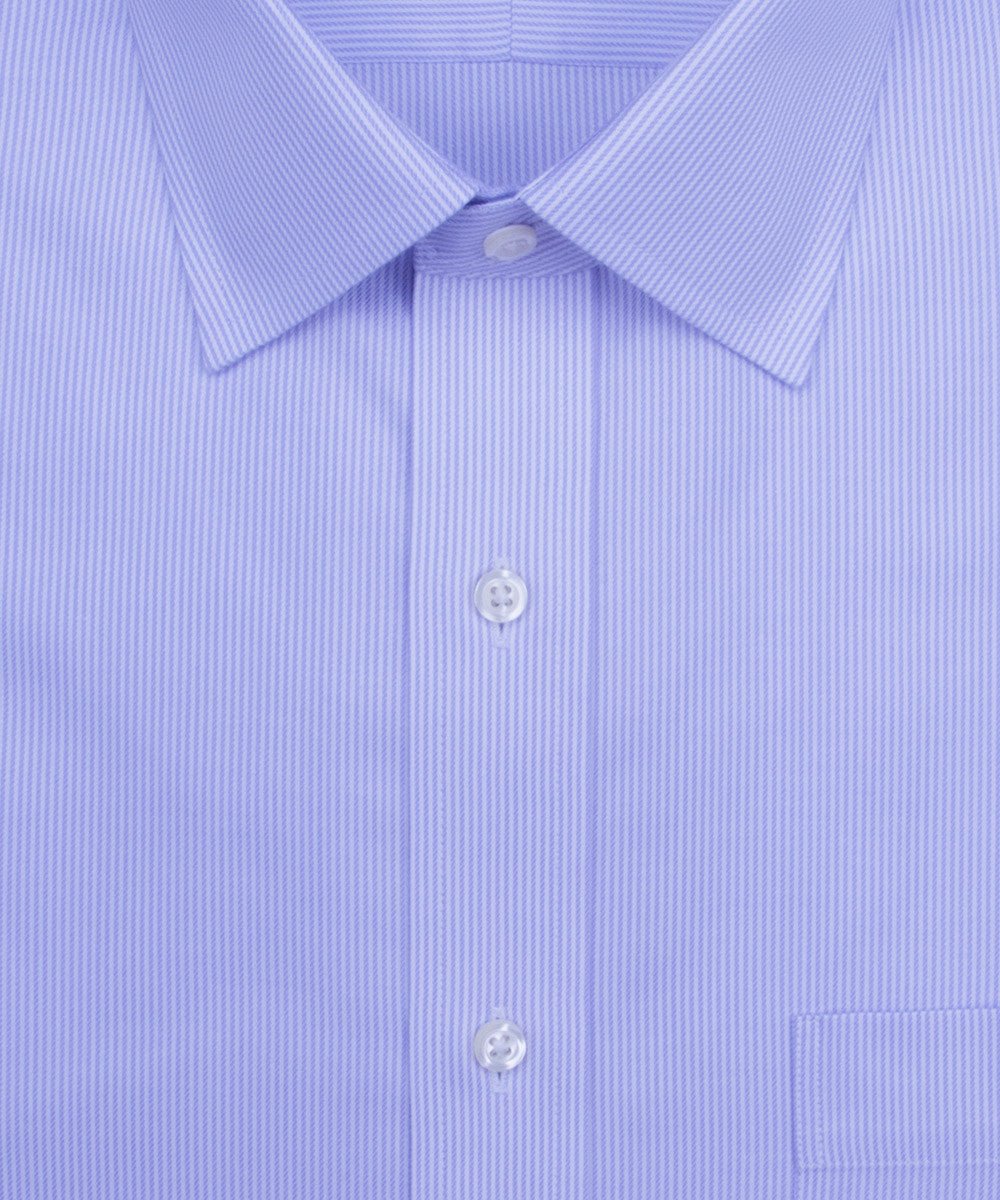 Classic Fit Purple Stripe English Spread Collar Supima® Cotton Non - Iron Twill Dress Shirt - Wilkes & Riley, LLC