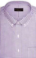 Classic Fit Purple Twill Check Button - Down Collar Supima® Cotton Non - Iron Sport Shirt - Wilkes & Riley, LLC