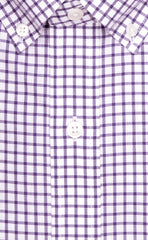Classic Fit Purple Twill Check Button - Down Collar Supima® Cotton Non - Iron Sport Shirt - Wilkes & Riley, LLC
