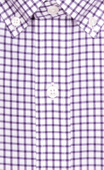 Classic Fit Purple Twill Check Button - Down Collar Supima® Cotton Non - Iron Sport Shirt (B/T) - Wilkes & Riley, LLC