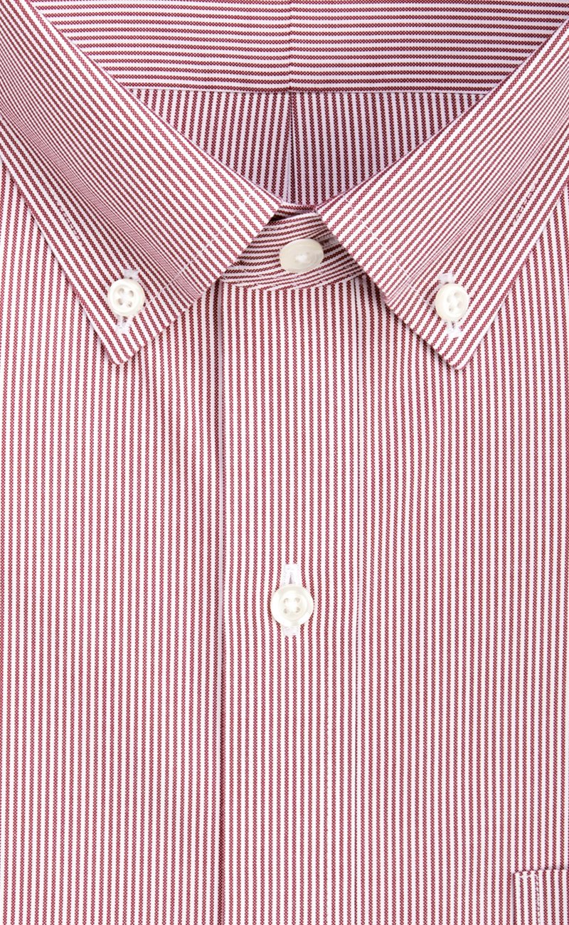 Classic Fit Red Fine Line Button - Down Collar Supima® Cotton Non - Iron Pinpoint Oxford Dress Shirt (B/T) - Wilkes & Riley, LLC
