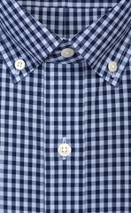 Classic Fit Sky / Navy Large Gingham Check Button - Down Collar Supima® Non - Iron Cotton Broadcloth Sport Shirt (B/T) - Wilkes & Riley, LLC