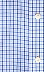 Classic Fit Sky / Navy Tattersall check Button - Down Collar Supima® Non - Iron Cotton Broadcloth Sport Shirt - Wilkes & Riley, LLC