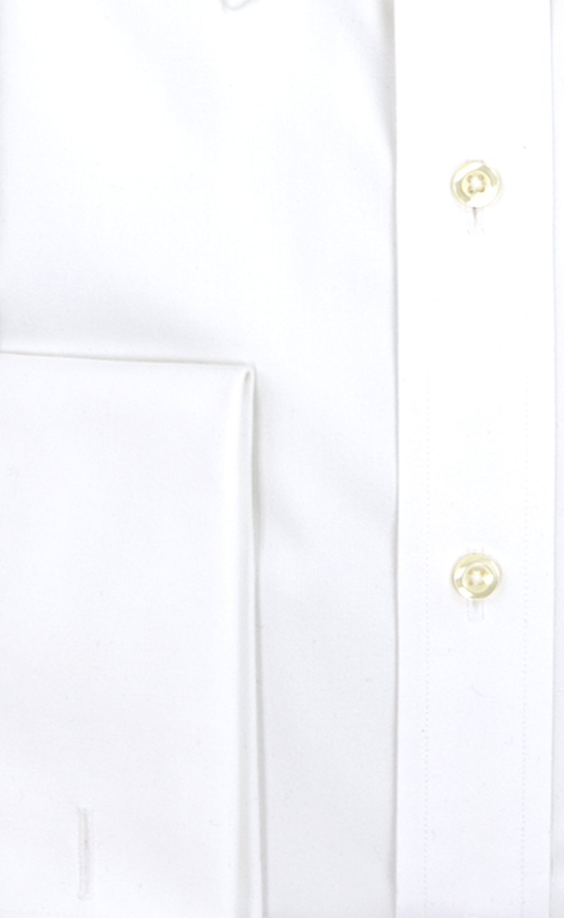 Classic Fit White Solid Spread Collar French Cuff Supima® Cotton Non - Iron Pinpoint Oxford Dress Shirt (B/T) - Wilkes & Riley, LLC