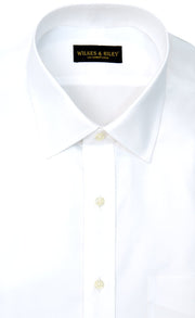 Classic Fit White Solid Spread Collar Supima® Cotton Non - Iron Pinpoint Oxford Dress Shirt - Wilkes & Riley, LLC