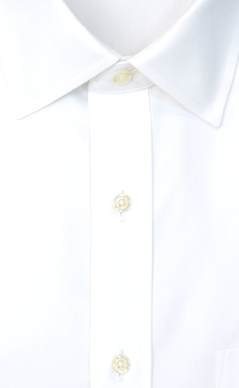 Classic Fit White Solid Spread Collar Supima® Cotton Non - Iron Pinpoint Oxford Dress Shirt - Wilkes & Riley, LLC