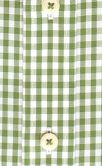 Slim Fit Green Gingham English Spread Collar Supima® Cotton Non-Iron Broadcloth Dress Shirt