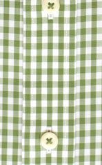 Slim Fit Green Gingham English Spread Collar Supima® Cotton Non-Iron Broadcloth Dress Shirt