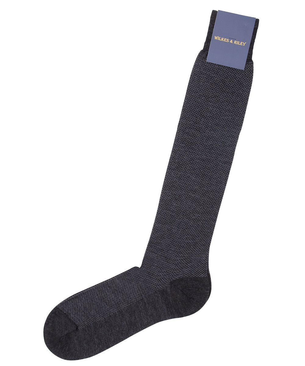 Grey Birdseye Merino Wool Socks - Over The Calf - Wilkes & Riley, LLC