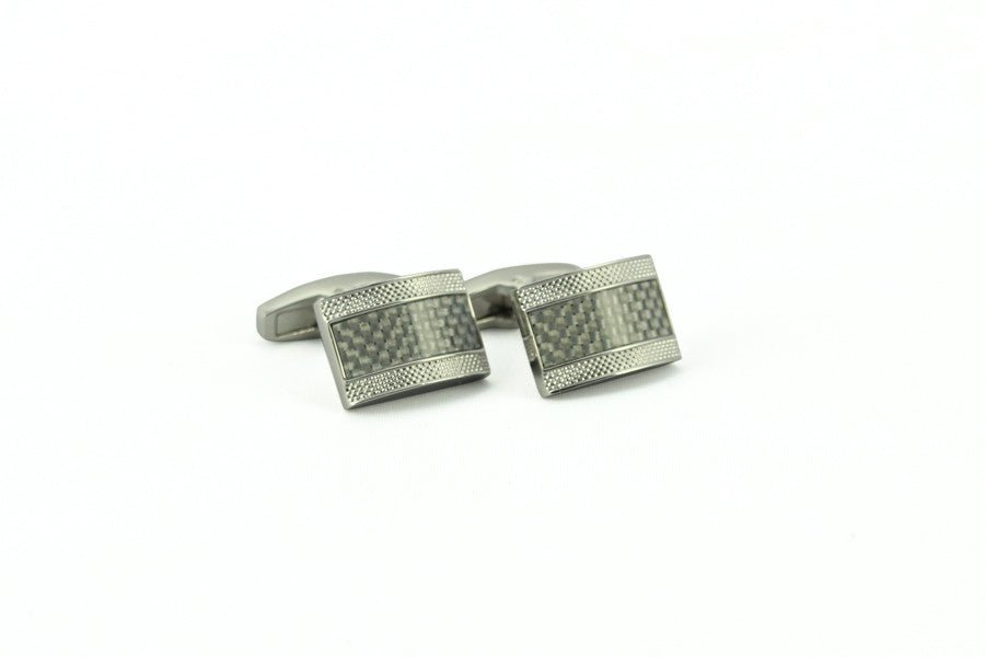Grey Carbon Fiber Rectangle Cufflinks - Wilkes & Riley, LLC