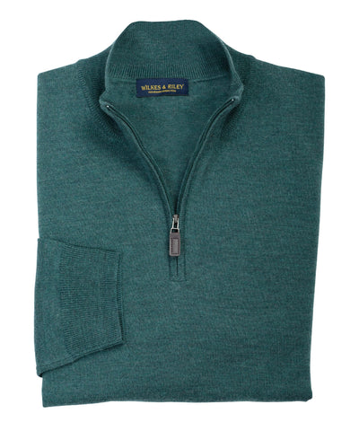 Ultra-fine Zegna Baruffa Half-Zip Merino Wool Sweater - Hunter