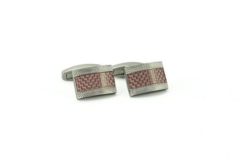 Pink Carbon Fiber Rectangle Cufflinks