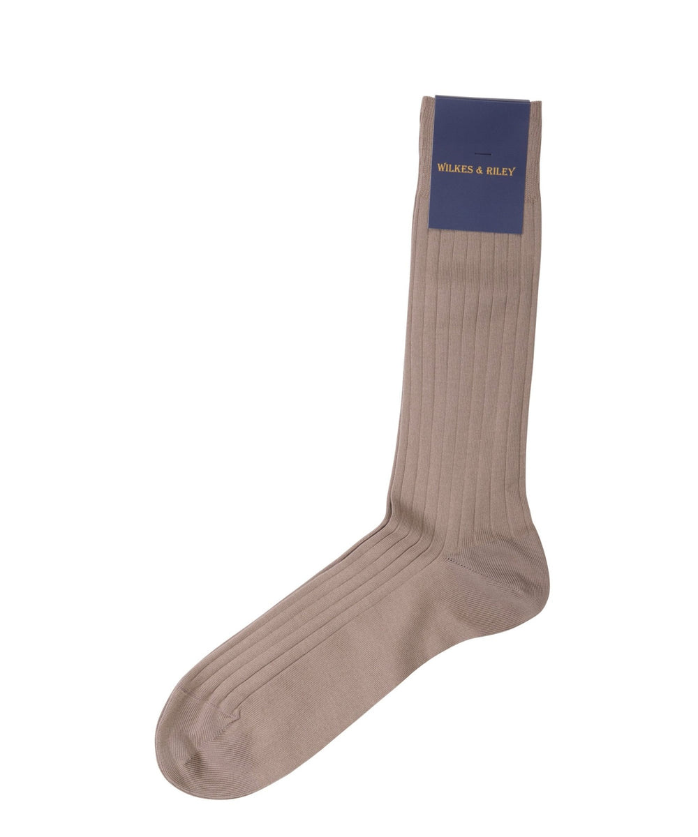 Khaki Cotton Lisle - Mid Calf - Wilkes & Riley, LLC