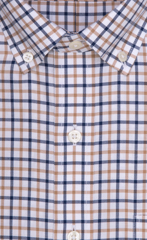 Wilkes & Riley Tan & Navy Check Button Down Sport Shirt Alt