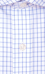 Wilkes and Riley Tailored Fit Blue Large Check English Spread Collar  Supima® Cotton Non-Iron Broadcloth Dress Shirt Alt