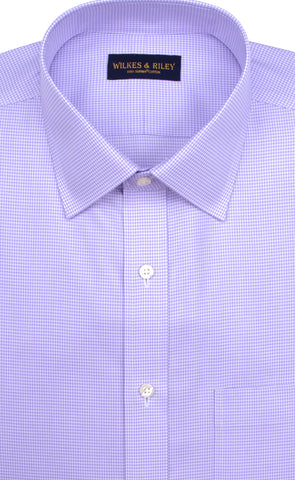 Tailored Fit Purple Houndstooth Spread Collar Supima® Cotton Non-Iron Twill Dress Shirt