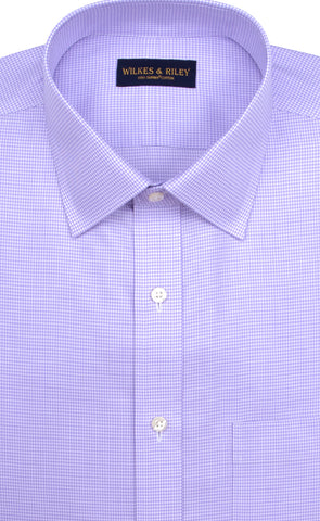 Slim Fit Purple Houndstooth Spread Collar Supima® Cotton Non-Iron Twill Dress Shirt