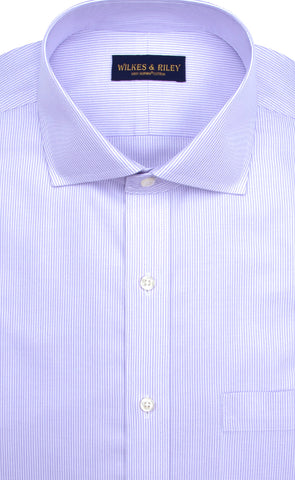 Slim Fit Purple Stripe English Spread Collar Supima® Cotton Non-Iron Twill Dress Shirt